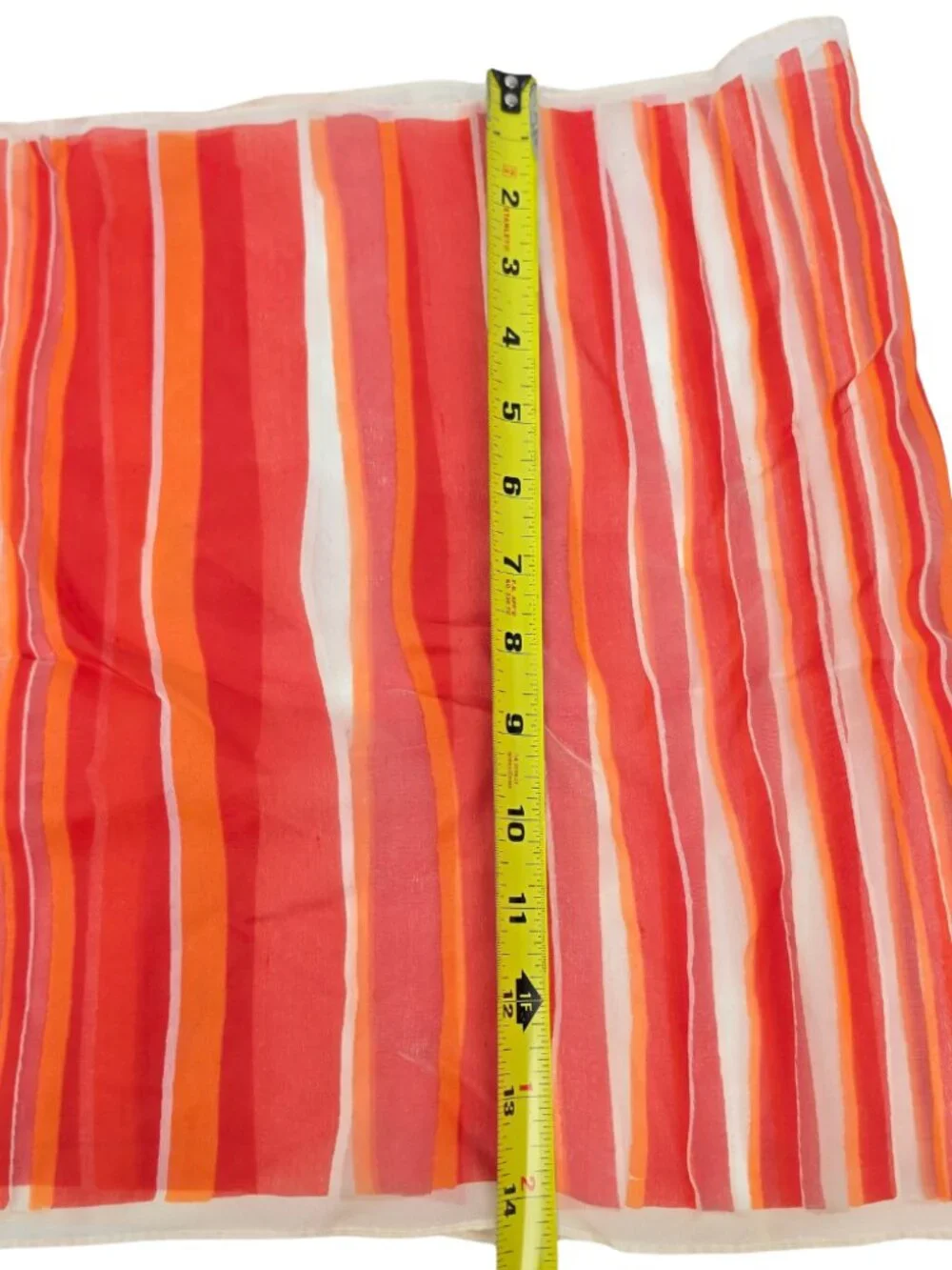 Vtg 60s 70s Mod B&H Japan Nylon Scarf Colorful Orange Sheer Stripe 42